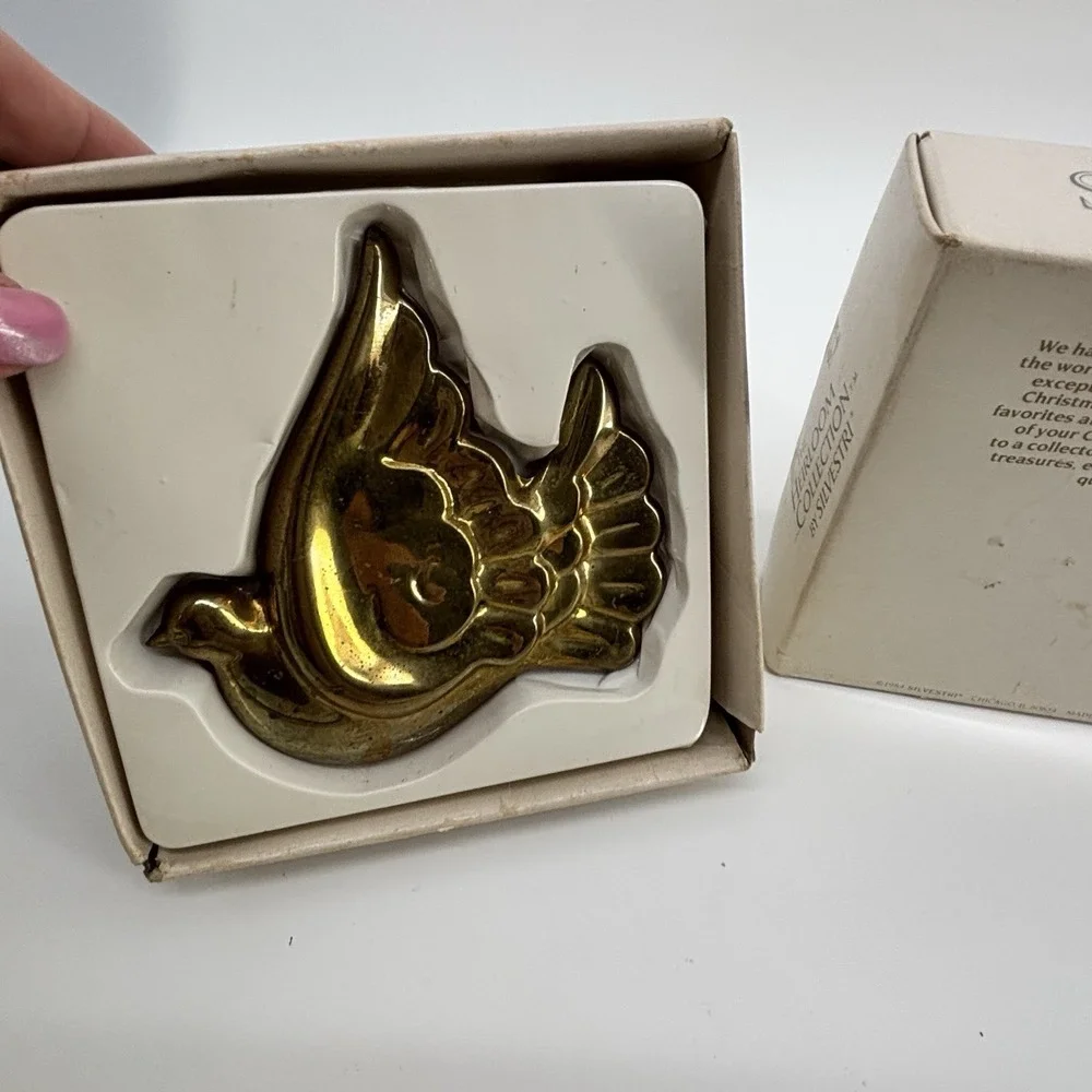 2‎ Vintage Silverplated Dove Bird Christmas Tree Ornament 3.5